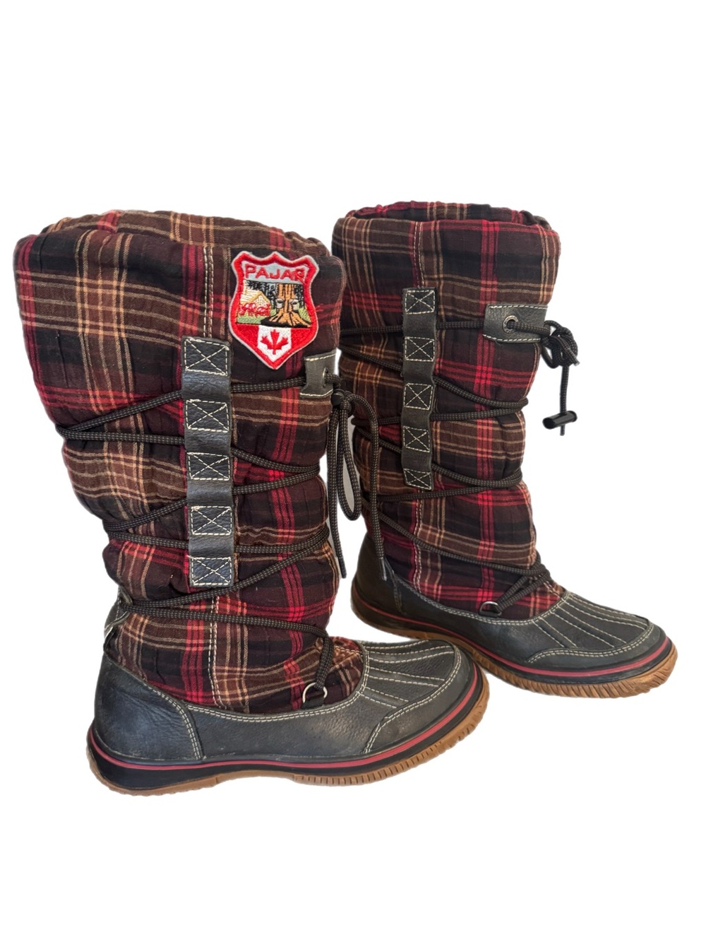 Pajar Canada Highlander Womens Tartan Plaid Tall Winter Snow Boots Sherpa 8-8.5